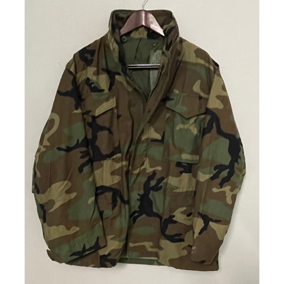 American Apparel Other - Vtg 1993 US Military M-65 Field Jacket Woodland Camo Medium Regular M65 Coat